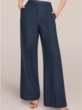 Women's Pinstripe Dress Pants - Classic Tailored Fit - Size 12 Charcoal Gray